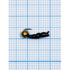 Мормышка Личинка жужелицы (Сarabo) 0,41/16, чёрный, латунный шар золото