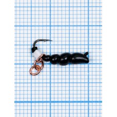 Мормышка Личинка жужелицы кубик белый цепочка Кандалы (Сarabo) 0,78/12, чёрный (d 3,6мм, свинец, крючок Kumho №12, вес 0,78гр., способ крепления-ушко)