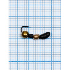 Мормышка Лесной Муравей (Formica RUFA) 0,45/16, чёрно-золотистый, латунный шар золото