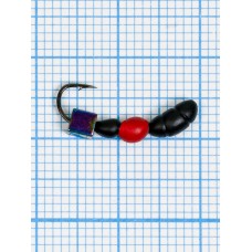 Мормышка Лесной Муравей кубик "БЕНЗИН" (2,8 мм) (Formica RUFA) 0,83/12, чёрно-красный (d 4,1мм, свинец, крючок Kumho №12, вес 0,83гр., способ крепления-сквозное отверстие)