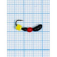 Мормышка Лесной Муравей кубик "СЫР" (2,8 мм) (Formica RUFA) 0,52/14, чёрно-красный (d 3,1мм, свинец, крючок Kumho №14, вес 0,52гр., способ крепления-сквозное отверстие)