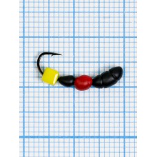 Мормышка Лесной Муравей кубик "СЫР"  (2,8 мм) (Formica RUFA) 0,77/12, чёрно-красный (d 4,1мм, свинец, крючок Kumho №12, вес 0,77гр., способ крепления-сквозное отверстие)