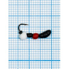 Мормышка Лесной Муравей Drops белый (Formica RUFA) 0,52/14, чёрно-красный (d 3,1мм, свинец, крючок Kumho №14, вес 0,52гр., способ крепления-сквозное отверстие)