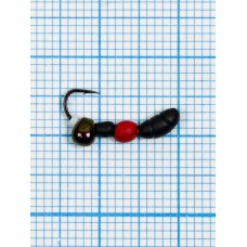 Мормышка Лесной Муравей Drops БЕНЗИН (Formica RUFA) 0,52/14, чёрно-красный (d 3,1мм, свинец, крючок Kumho №14, вес 0,52гр., способ крепления-сквозное отверстие)