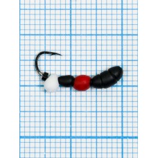 Мормышка Лесной Муравей Drops белый (Formica RUFA) 0,76/12, чёрно-красный (d 4,1мм, свинец, крючок Kumho №12, вес 0,76гр., способ крепления-сквозное отверстие)