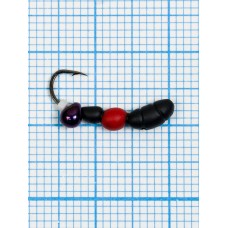 Мормышка Лесной Муравей Drops БЕНЗИН (Formica RUFA) 0,76/12, чёрно-красный (d 4,1мм, свинец, крючок Kumho №12, вес 0,76гр., способ крепления-сквозное отверстие)