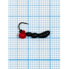 Мормышка Лесной Муравей Drops красный  (Formica RUFA) 0,52/14, чёрный (d 3,1мм, свинец, крючок Kumho №14, вес 0,52гр., способ крепления-сквозное отверстие)