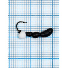 Мормышка Лесной Муравей Drops белый (Formica RUFA) 0,76/12, чёрный (d 4,1мм, свинец, крючок Kumho №12, вес 0,76гр., способ крепления-сквозное отверстие)