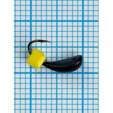 Мормышка Пиявка Клепсина кубик "СЫР" (2,8мм)  0,38/4, чёрный (d 3,4  , свинец, крючок Kumho № 4, вес 0,38гр., способ крепления-сквозное отверстие)