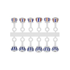 НАБОР МИКРО-БИС ШАР 3,1 мм.  Бело-синий арбуз, 3,1 мм.  Бело-красно-синий арбуз, (12 штук)             тип подвески-длинная